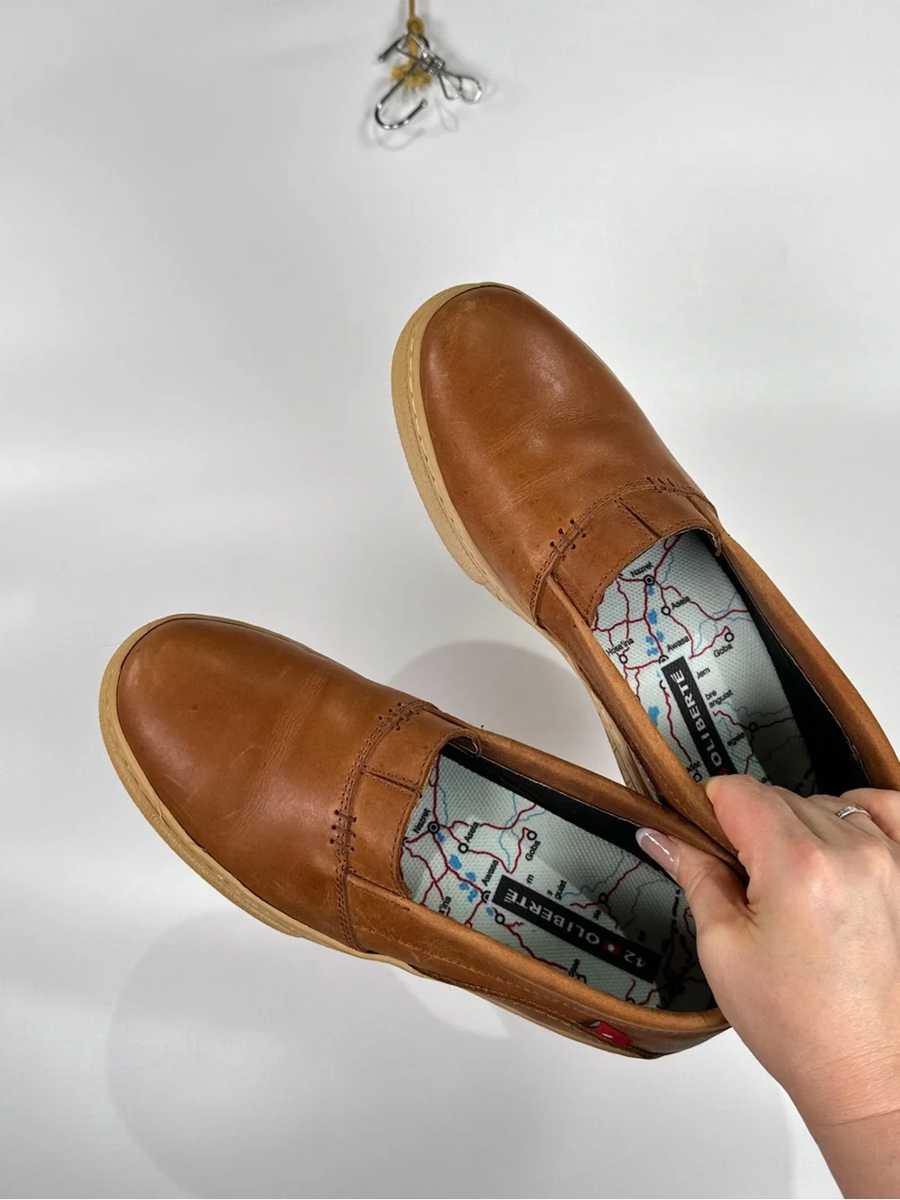 Oliberte Slip On Loafers Elastic Gusset Pull Up Leather Brown EU 42